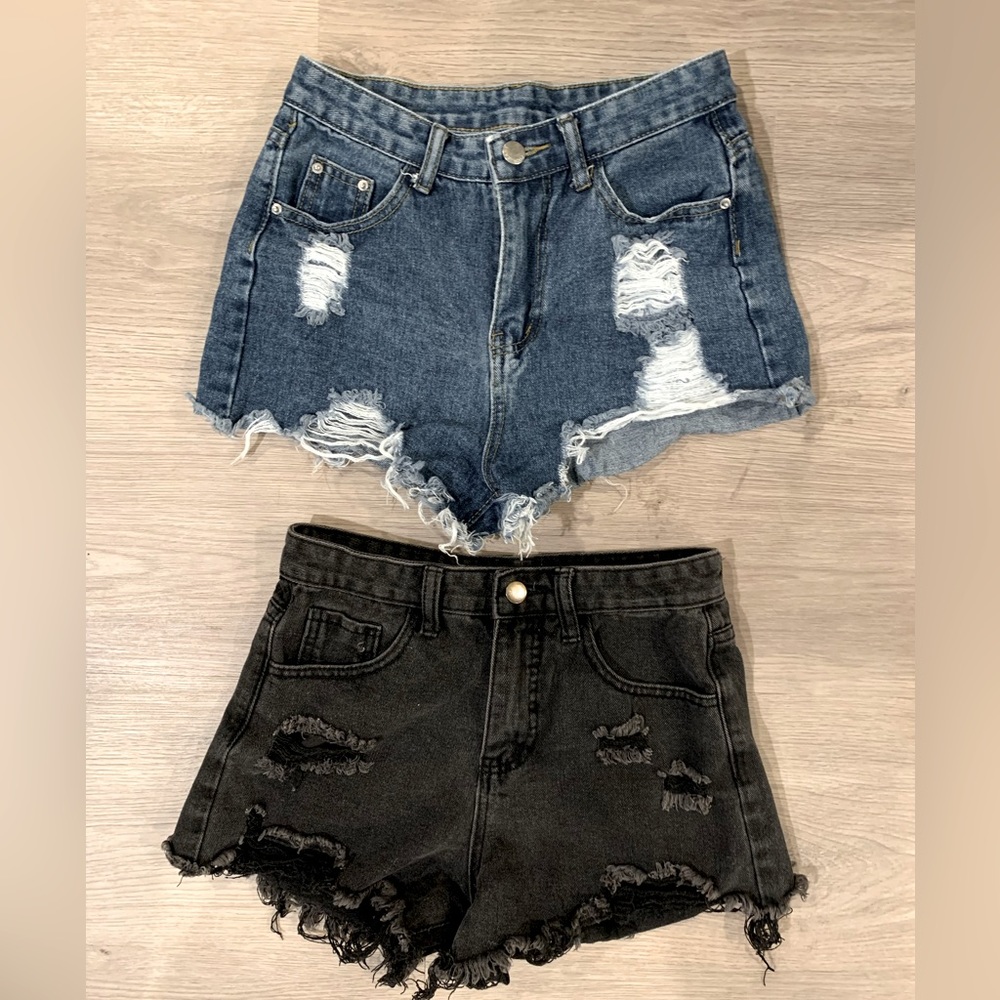 Denim shorts, blue & black